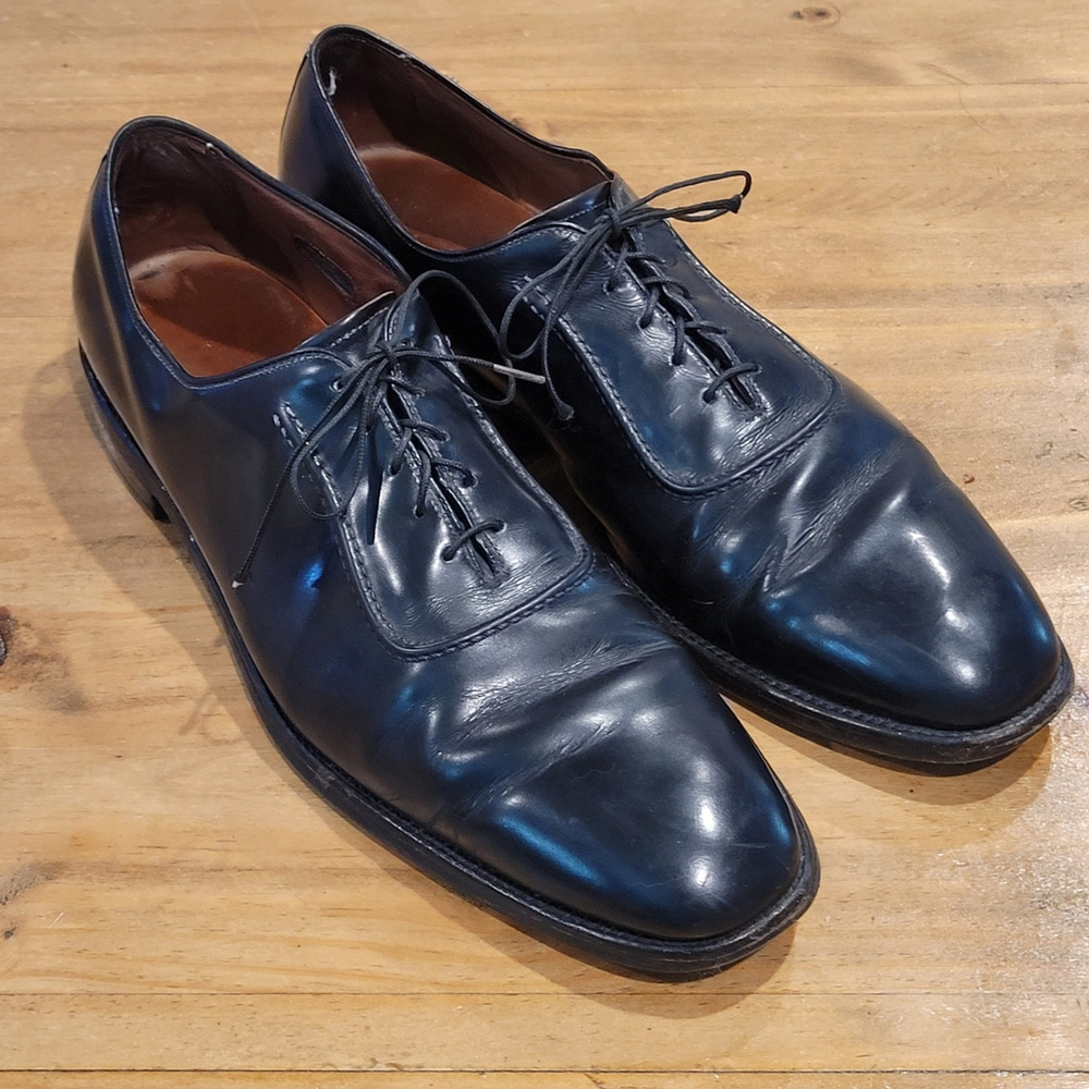 Allen Edmonds Belgium Black Leather Plain Toe Wholecut Oxford Shoes Mens 12 AA